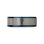 engraved jewelry for her – blue & gray tungsten manometer wedding band