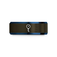 holiday presents for women – gunmetal & blue tungsten manometer wedding band