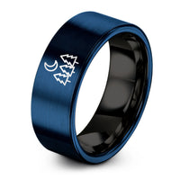 best presents for wife – black & blue tungsten tree silhouette ring