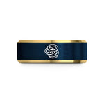 best presents for men – gold & blue tungsten onion rings wedding band