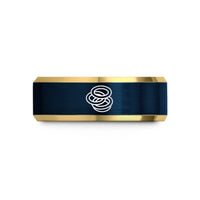 best presents for men – gold & blue tungsten onion rings wedding band