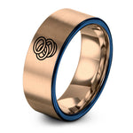 men's tungsten rings – rose gold & blue tungsten onion rings ring