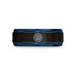 personalized presents for mom – black & blue tungsten brain circuits wedding band