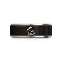 present ideas for women – black & grey tungsten rabbit wedding band