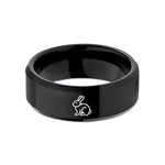 tungsten rings for couples – black tungsten rabbit wedding band