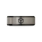 unique presents for mom – black & blue & gray tungsten unit cell wedding band