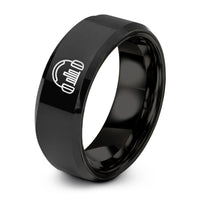 unique rings for her – black tungsten spectrogram bars headphones ring