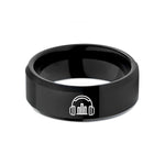 tungsten rings for her – black tungsten spectrogram bars headphones wedding band