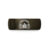 personalized presents for her – gunmetal & black tungsten spectrogram bars headphones wedding band