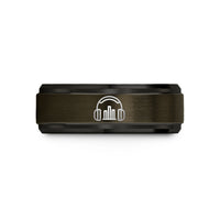 tungsten rings for her – gunmetal & black tungsten spectrogram bars headphones wedding band