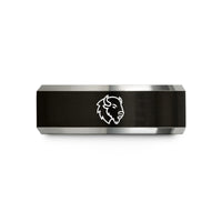 unique present for girlfriend – black & grey tungsten yellowstone bison wedding band