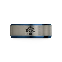 unique presents for her – black & blue & gray tungsten air pump wedding band