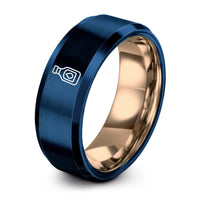 rose gold & blue tungsten ketchup bottle ring