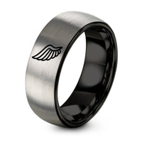 Christmas Gift Ideas for Mom – black & gray tungsten single wing ring
