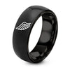 Single Wing – Tungsten Wedding Band, 8 mm, Black Comfort-Fit Unisex