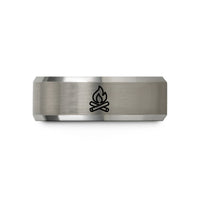 romantic presents for couples – black & silver tungsten campfire wedding band