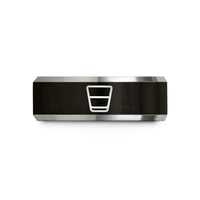 romantic presents for two – black & silver tungsten espresso shot glass wedding band
