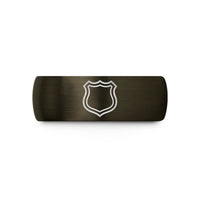 unique presents for couples – gunmetal & black tungsten highway shield sign wedding band
