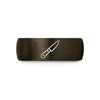 unique couple presents – gunmetal & black tungsten steak knife wedding band
