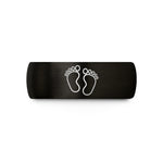 special presents for buddy – black & gold tungsten baby footprints wedding band