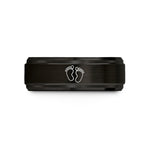 best presents for pals – black & rose gold tungsten baby footprints wedding band