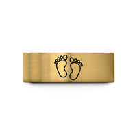 special presents for buddy – gold tungsten baby footprints wedding band