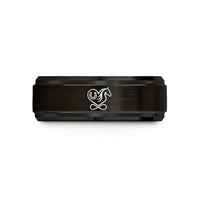 personalized friend presents – black & rose gold tungsten horseshoe mane wedding band