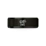 custom rings for friends – black tungsten horseshoe mane wedding band