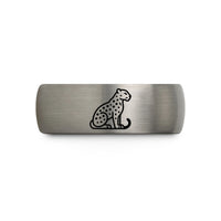 unique presents for friends – gold & gray tungsten snow leopard wedding band