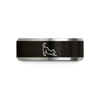 unique presents for friends – black & grey tungsten stretching cat wedding band