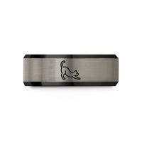 unique presents for friends – black & grey tungsten stretching cat wedding band