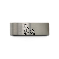 cool surprises for buddies – black & gray tungsten stretching cat wedding band