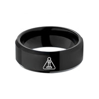 personalized friend rings – black tungsten triangulation marker wedding band
