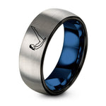 Christmas Gifts for Best Friends – black & blue & gray tungsten scissor supine pose ring