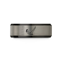 personalized presents for friends – black & blue & silver tungsten scissor supine pose wedding band