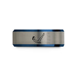 unique present ideas friends – black & blue & grey tungsten scissor supine pose wedding band
