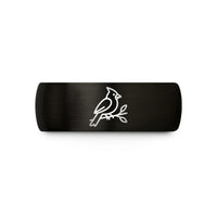 personalized presents for men – black & gold tungsten cardinal on branch wedding band