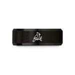 personalized presents for men – black & rose gold tungsten cardinal on branch wedding band