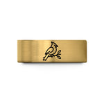 men's tungsten wedding band – gold tungsten cardinal on branch wedding band