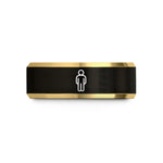men's rings with engraving – black & gold tungsten human wedding band