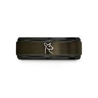 cool presents for him – gunmetal & black tungsten deer doe wedding band