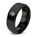 Paw Compass – Tungsten Wedding Band, 8 mm, Black Comfort-Fit Unisex