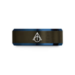 unique presents for men – gunmetal & blue tungsten true north symbol wedding band