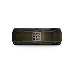 couples matching rings set – gunmetal & black tungsten brick pattern wedding band