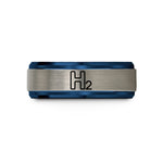 romantic presents for partners – blue & gray tungsten h2 symbol wedding band