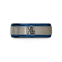 romantic presents for partners – blue & gray tungsten h2 symbol wedding band