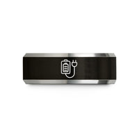matching rings for couples – black & grey tungsten battery charger wedding band