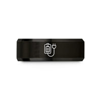 unique rings for couples – black tungsten battery charger wedding band