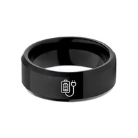 tungsten rings for couples – black tungsten battery charger wedding band