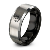 romantic presents for partners – black & silver tungsten conductor baton ring